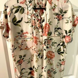 Beautiful white and floral short sleeved shirt